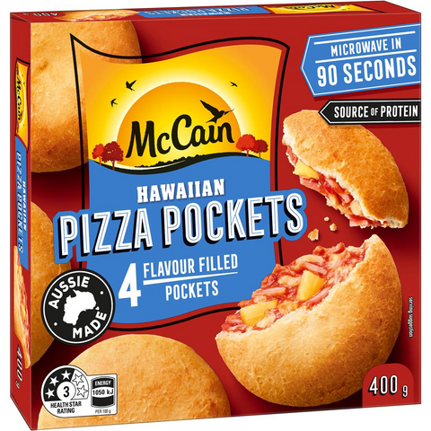 Mccain Pizza Pocket Snacks Hawaiian 4 Pack