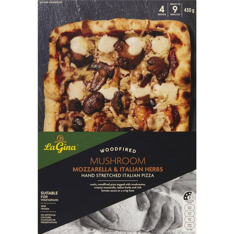 La Gina Mushroom Mozzarella & Italian Herbs Pizza 400g