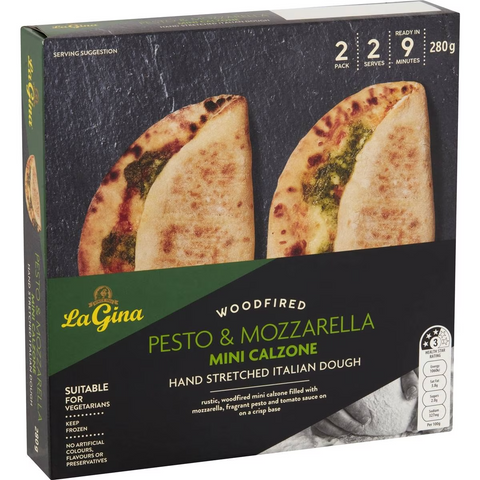 La Gina Pesto & Mozzarella 2 Pack Mini Calzone 280g