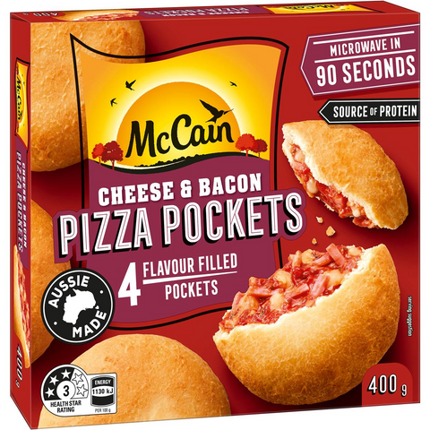 Mccain Pizza Pocket Snacks Cheese & Bacon 4 Pack