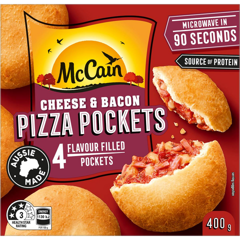 Mccain Pizza Pocket Snacks Cheese & Bacon 4 Pack