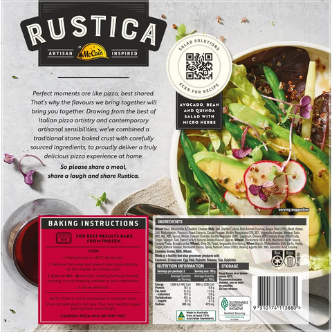 Mccain Rustica Thin & Crispy Australian Angus Beef Pizza 370g