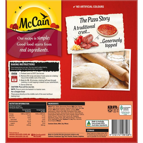 Mccain Family Pizza Pepperoni 490g