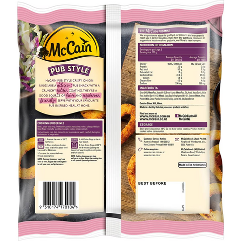 Mccain Pub Style Onion Rings 500g