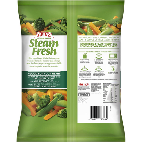 Heinz Steam Fresh Vegetables Frozen Veg Broccoli, Carrots & Peas