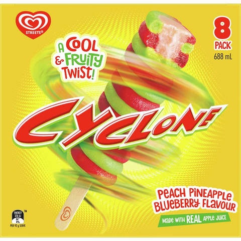 Paddle Pop Water Ice Cyclone 8 Pack