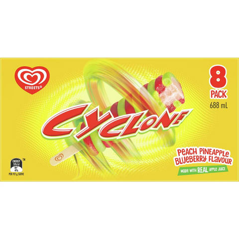 Paddle Pop Water Ice Cyclone 8 Pack