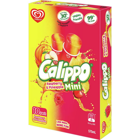 Calippo Streets Mini Water Ice Block Raspberry Pineapple 10 Pack