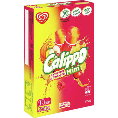 Calippo Streets Mini Water Ice Block Raspberry Pineapple 10 Pack