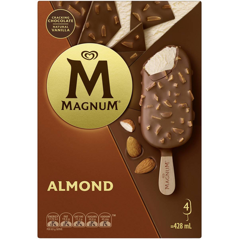 Magnum Almond Frozen Dessert Sticks 4 Pack