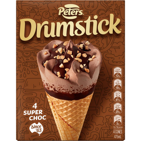 Peters Drumstick Super Chocolate 4 Pack