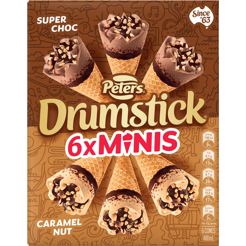 Peters Drumstick Mini Chocolate Caramel 6 Pack