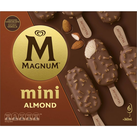 Magnum Mini Almond Frozen Dessert Sticks 6 Pack