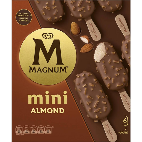 Magnum Mini Almond Frozen Dessert Sticks 6 Pack