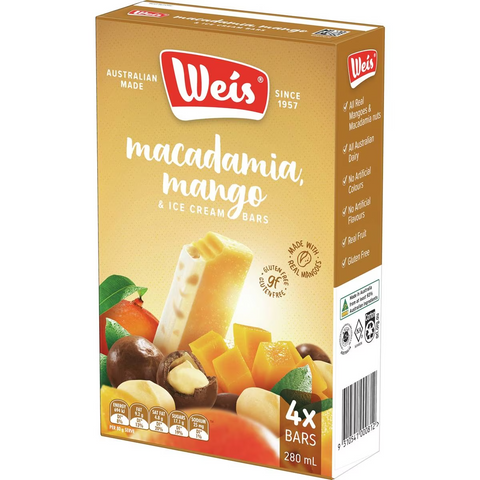 Weis Ice Cream & Fruit Bar Macadamia Mango Cream 70ml X 4 Pack