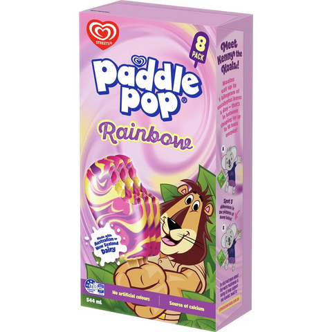 Paddle Pop Rainbow Frozen Dessert Sticks 8 Pack