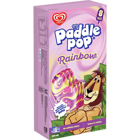 Paddle Pop Rainbow Frozen Dessert Sticks 8 Pack