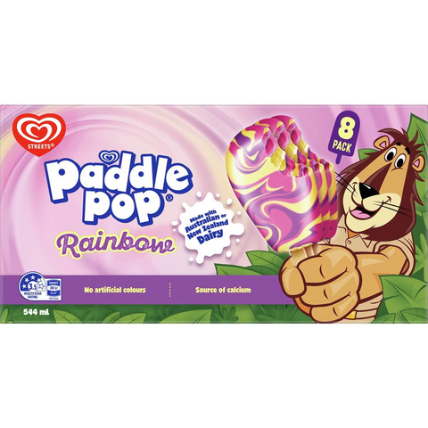 Paddle Pop Rainbow Frozen Dessert Sticks 8 Pack