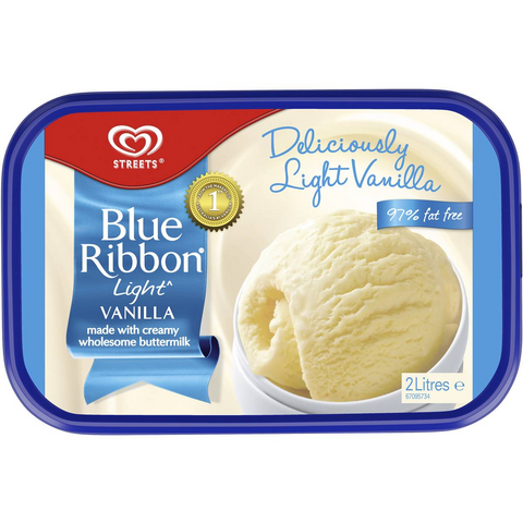 Blue Ribbon Streets Light Vanilla Reduced Fat Ice Cream Dessert Tub 2l