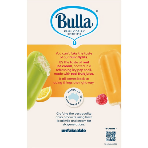 Bulla Splits Multipack Raspberry, Mango & Lemon Lime 10 Pack