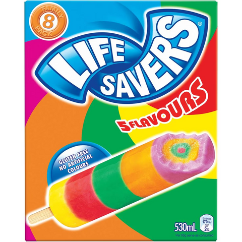 Peters Lifesavers Icy Poles Lifesavers 8 Pack