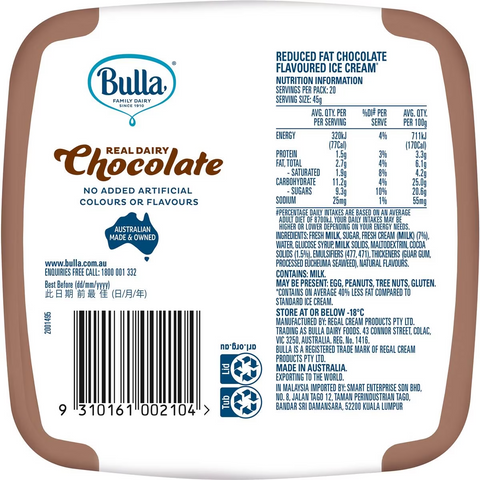 Bulla Real Dairy Chocolate Ice Cream 2l