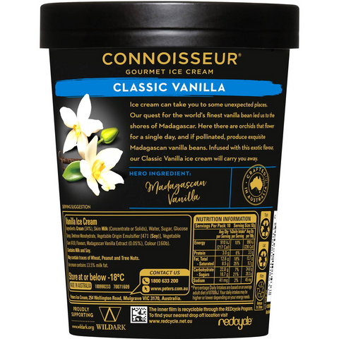 Connoisseur Ice Cream Classic Vanilla Tub 1l