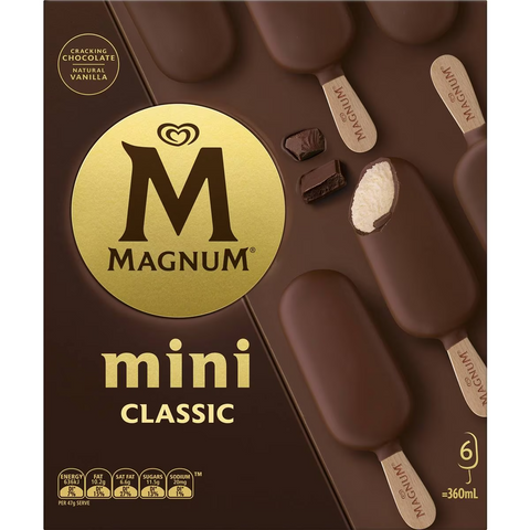 Magnum Mini Classic Frozen Dessert Sticks 6 Pack