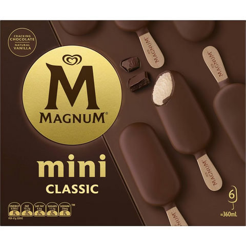 Magnum Mini Classic Frozen Dessert Sticks 6 Pack