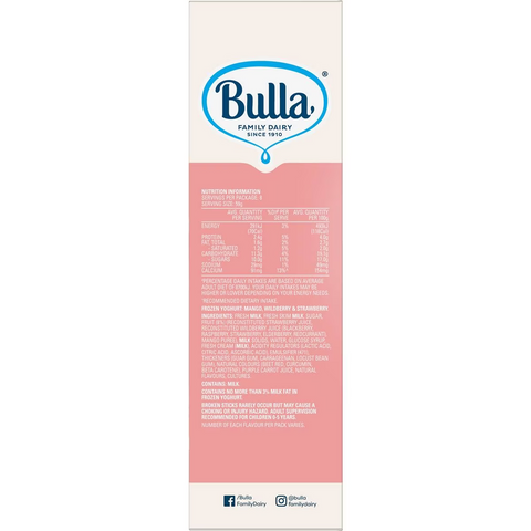 Bulla Frozen Yoghurt Strawberry, Mango & Wildberry 8 Pack