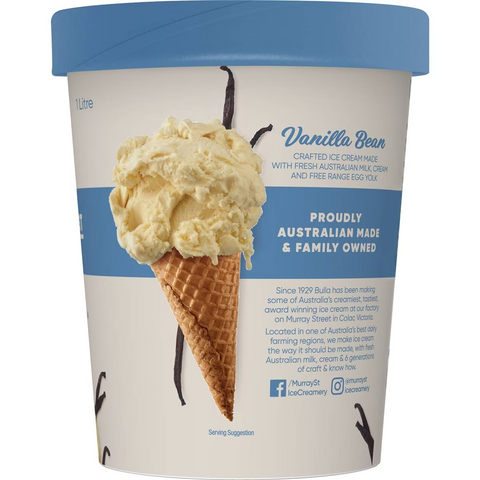 Bulla Murray St Ice Creamery Vanilla Bean Ice Cream 1l