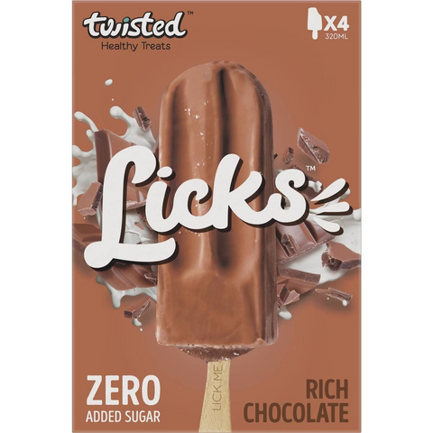 Twisted Licks Rich Chocolate Zero Added Sugar Sticks 4 Pack