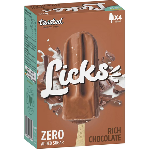 Twisted Licks Rich Chocolate Zero Added Sugar Sticks 4 Pack