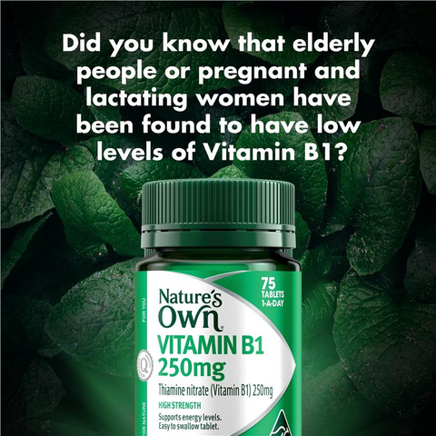 Nature's Own Vitamin B1 250mg with Vitamin B for Energy + Heart Health - 75 Tablets