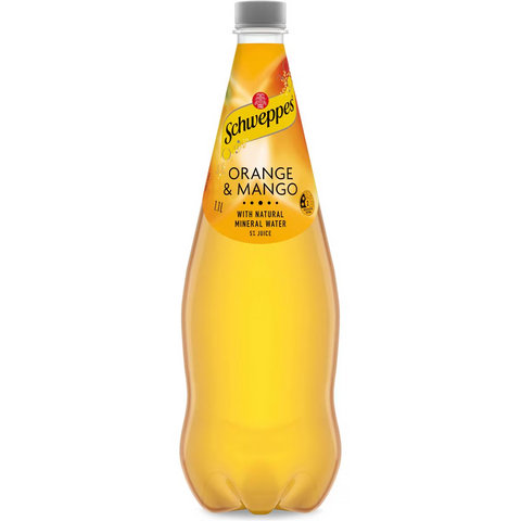 Schweppes Orange Mango Natural Mineral Water Bottle 1.1l