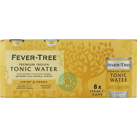 Fever-tree Indian Tonic Water Cans 150ml X8 Pack