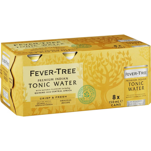 Fever-tree Indian Tonic Water Cans 150ml X8 Pack