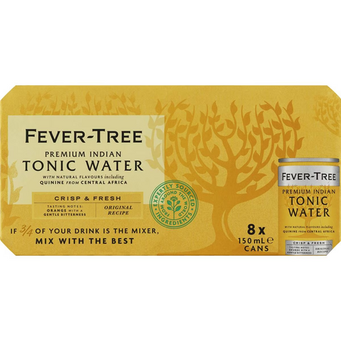 Fever-tree Indian Tonic Water Cans 150ml X8 Pack