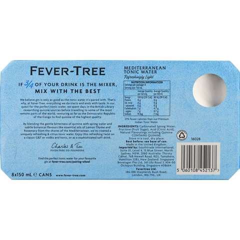 Fever-tree Mediterranean Light Tonic Water 8 X 150ml