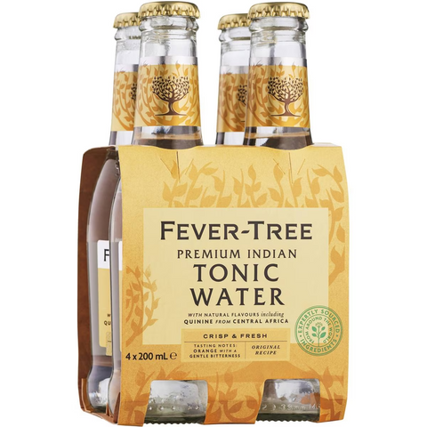 Fever-tree Premium Indian Tonic Water Bottles 200ml X 4 Pack