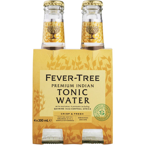 Fever-tree Premium Indian Tonic Water Bottles 200ml X 4 Pack