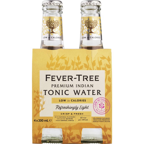 Fever-tree Refreshingly Light Premium Indian Tonic Water Bottles 200ml X 4