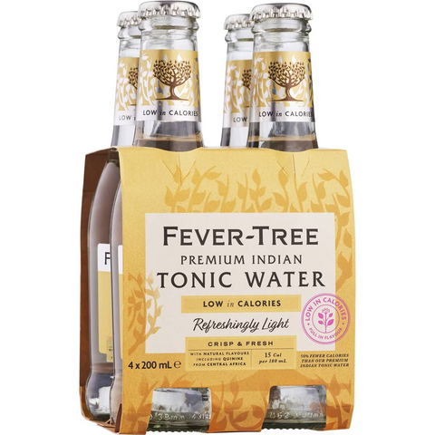 Fever-tree Refreshingly Light Premium Indian Tonic Water Bottles 200ml X 4