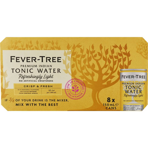 Fever-tree Refreshingly Light Indian Tonic Water 150ml X 8 Pack