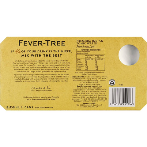 Fever-tree Refreshingly Light Indian Tonic Water 150ml X 8 Pack