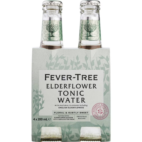 Fever-tree Elderflower Tonic Water Bottles 200ml X 4 Pack