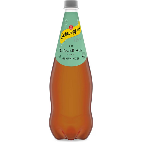 Schweppes Dry Ginger Ale Soft Drink Classic Mixers Bottle 1.1l