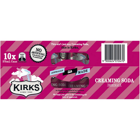 Kirks Creaming Soda Cans 375ml X10 Pack