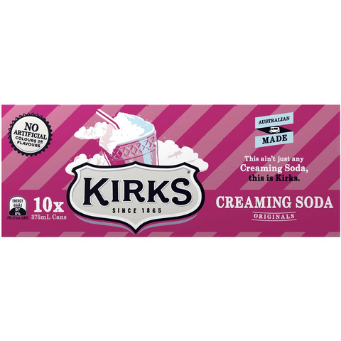 Kirks Creaming Soda Cans 375ml X10 Pack