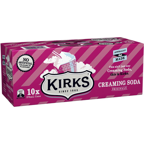 Kirks Creaming Soda Cans 375ml X10 Pack